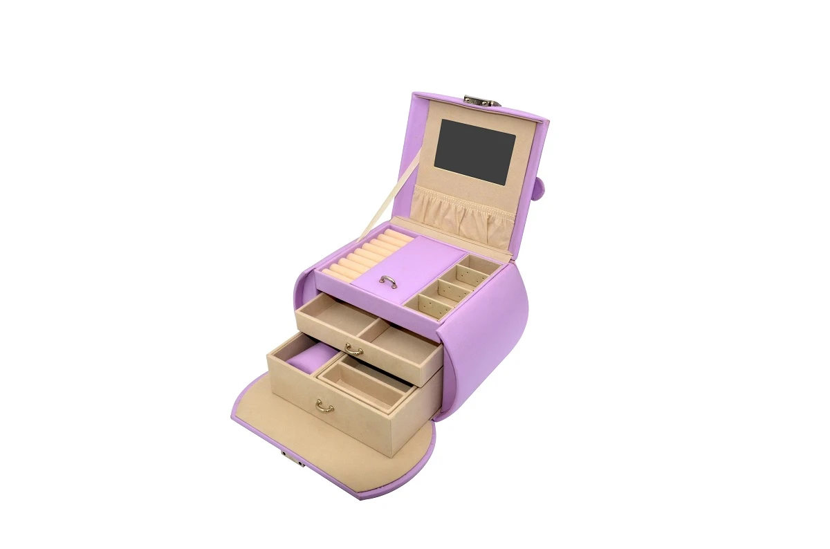 3 layers pu leather jewellery storage box