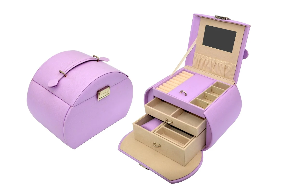 3 layers pu leather jewellery storage box