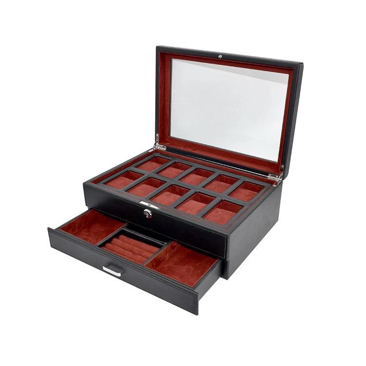 Black 3 Tier 10 Slot High End Wooden Box Watch Storage Cases