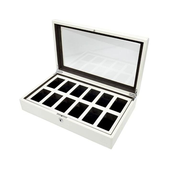12 Slot Glass Top Premium Wooden Watch Display Cases