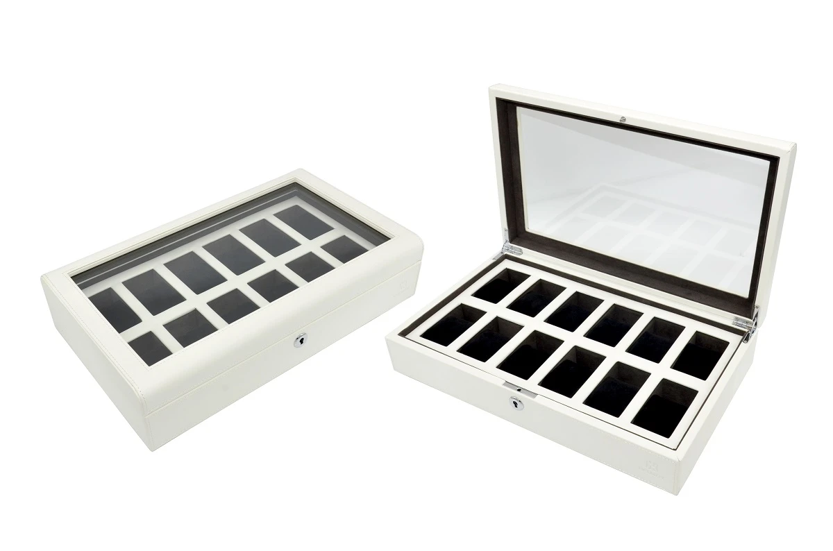 12 Slot Glass Top Premium Wooden Watch Display Case 1