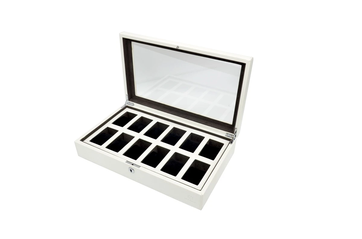 12 Slot Glass Top Premium Wooden Watch Display Case 2