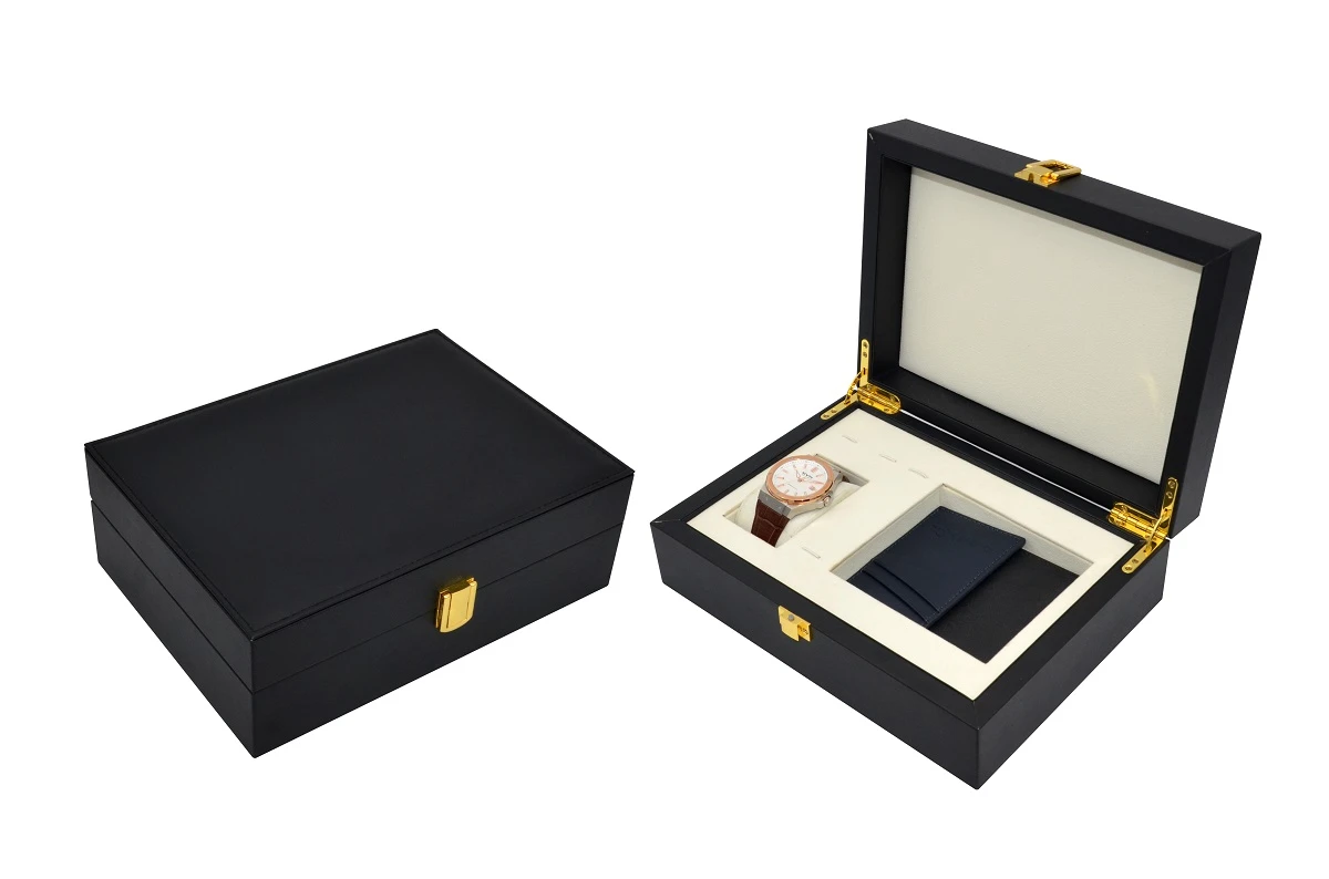 Black watch box with lock