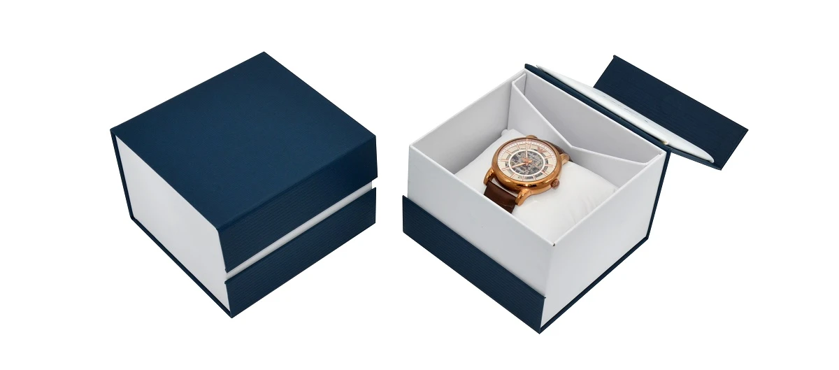 Blue and White Deluxe Single Watch Box