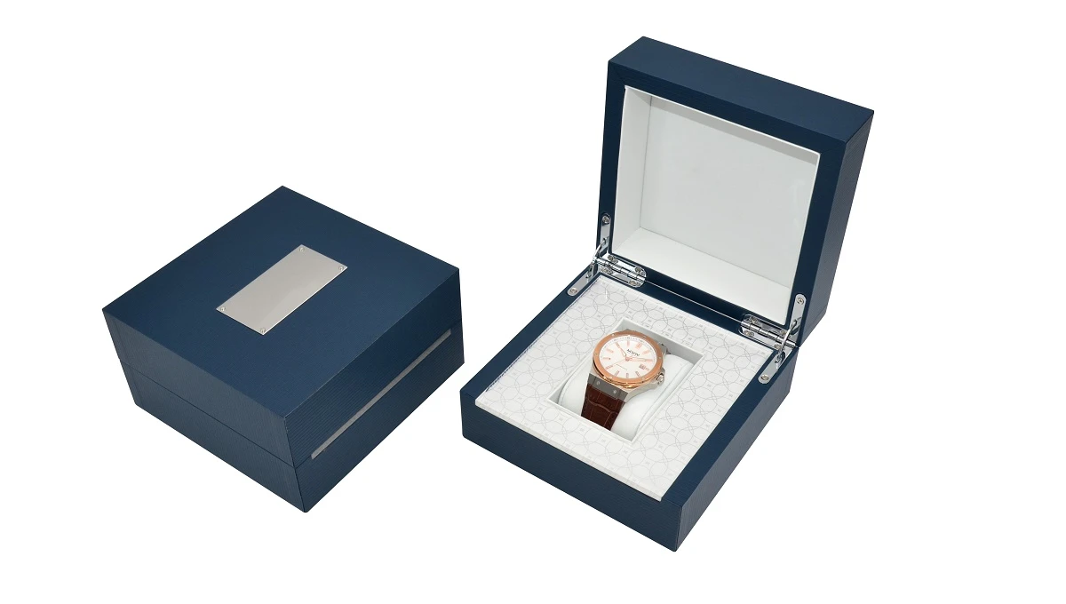 Blue wooden watch box