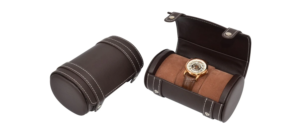 Curry leather button watch box