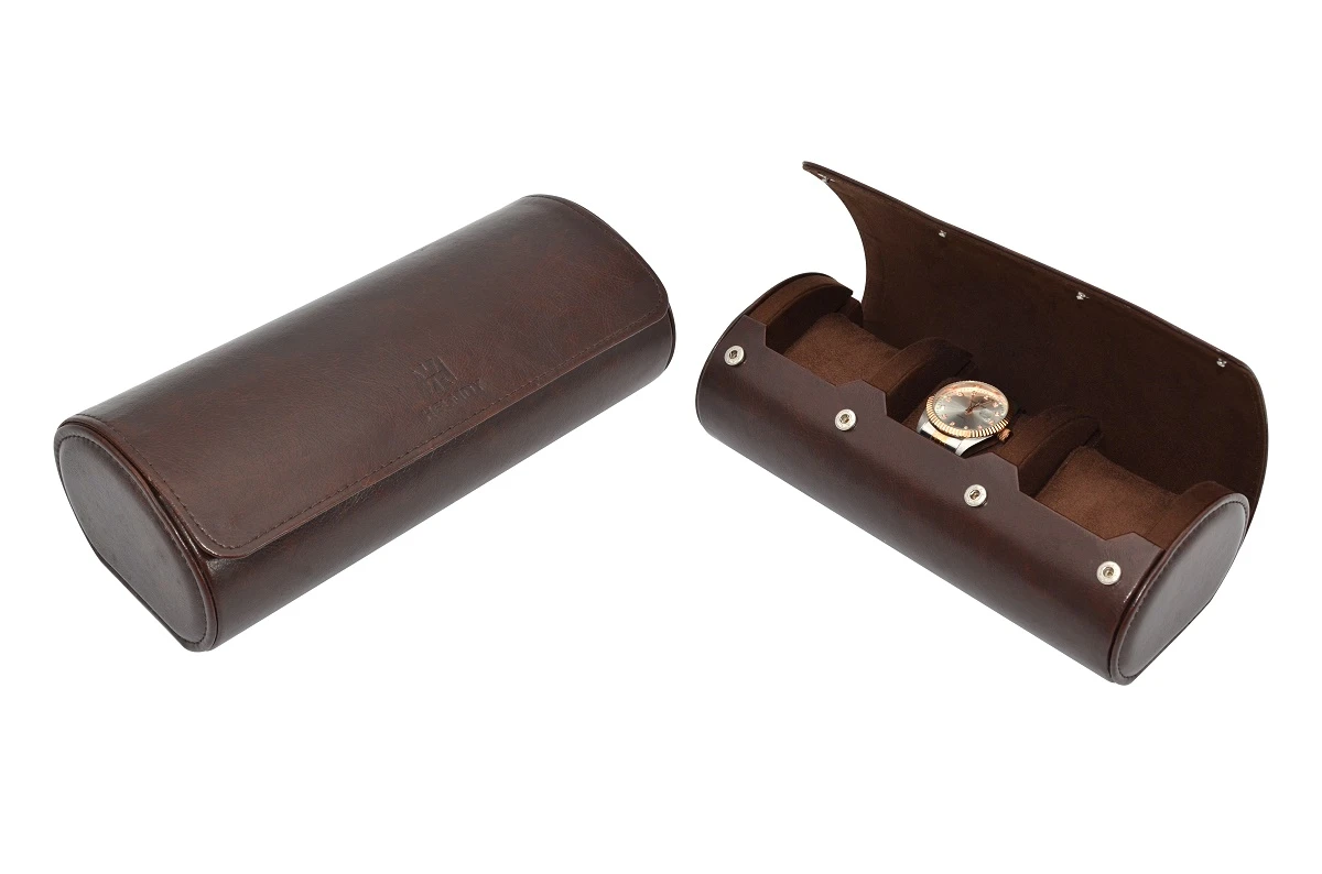 Cylindrical Watch Box with Travelling Bag
