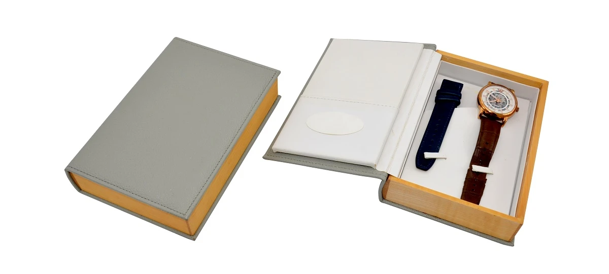 Grey White Book Shape Watch Box