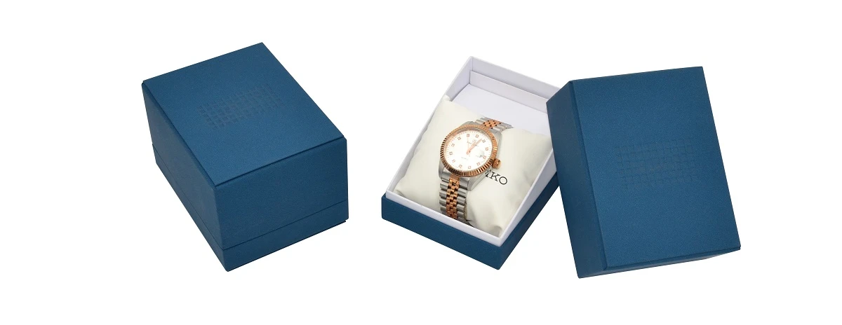 Stylish blue watch box