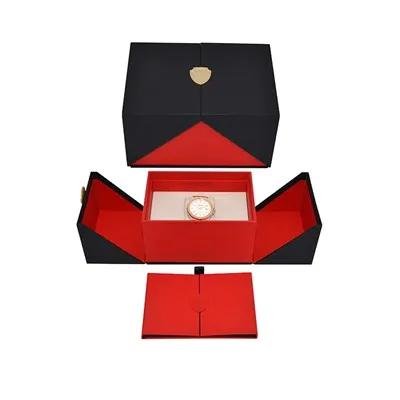 Key Visual And Tactile Elements Of The Double Door Black Gift Box
