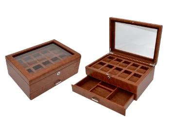 Walnut Watch Jewelry Box: A Luxurious Experience With Double-layer Storage!