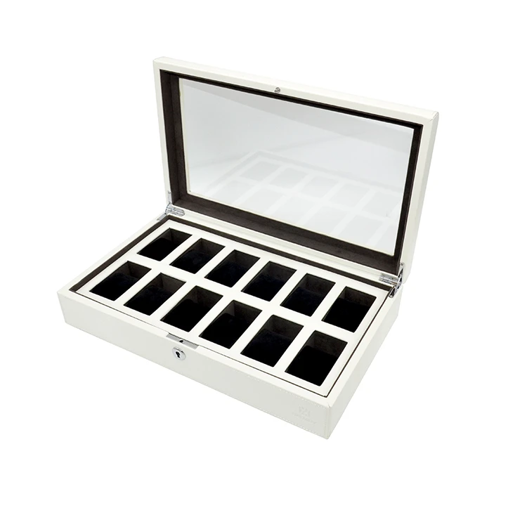 12 Slot Glass Top Premium Wooden Watch Display Cases
