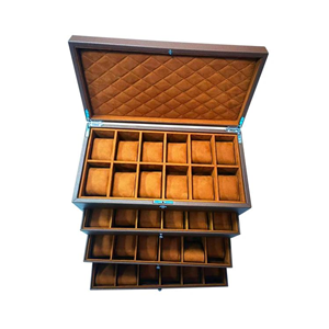 High-grade 10-slot Glass Top Wooden Double-layer Watch Boxes