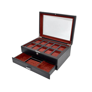Black 3 Tier 10 Slot High End Wooden Box Watch Storage Cases