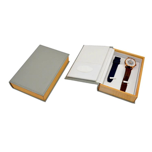 Grey White Book Shape Watch Box