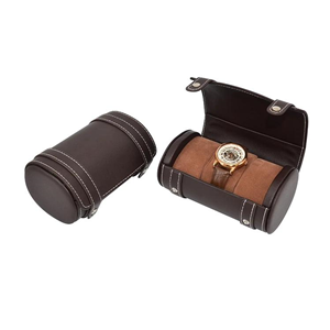Curry Leather Button Watch Box