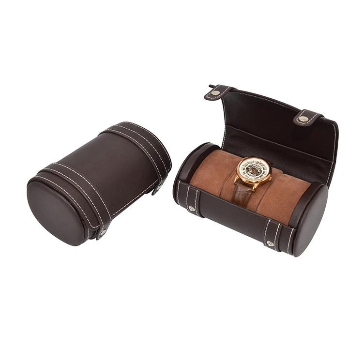 Curry Leather Button Watch Box