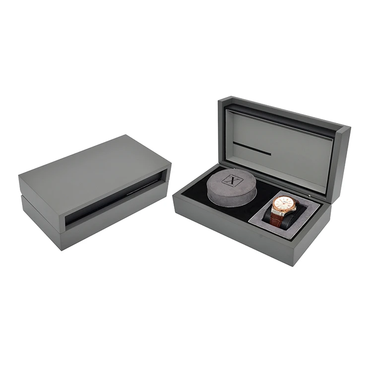 Luxury Low-profile Watch Box In Grey Wood